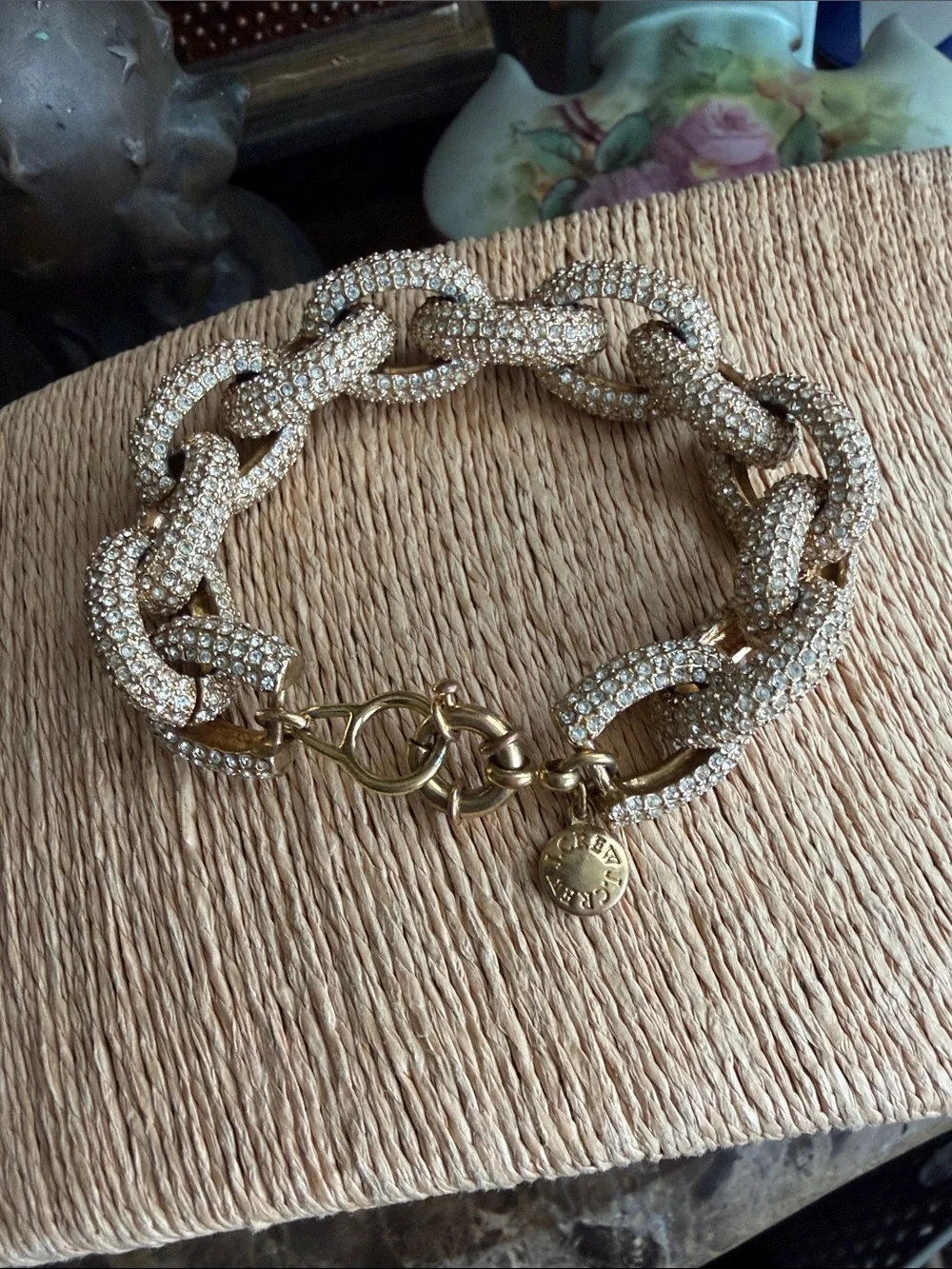 J. Crew Gold Crystal Pavé Link Bracelet